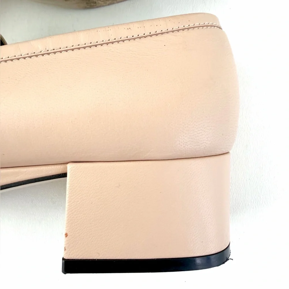 GUCCI || Houdan Blush‎ Leather Horsebit Loafer Pumps Block Heel EU 40.5